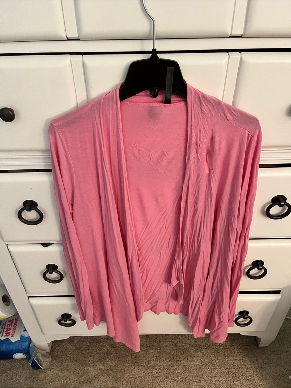 Rags and Couture Pink Open-Front Draped Cardigan
